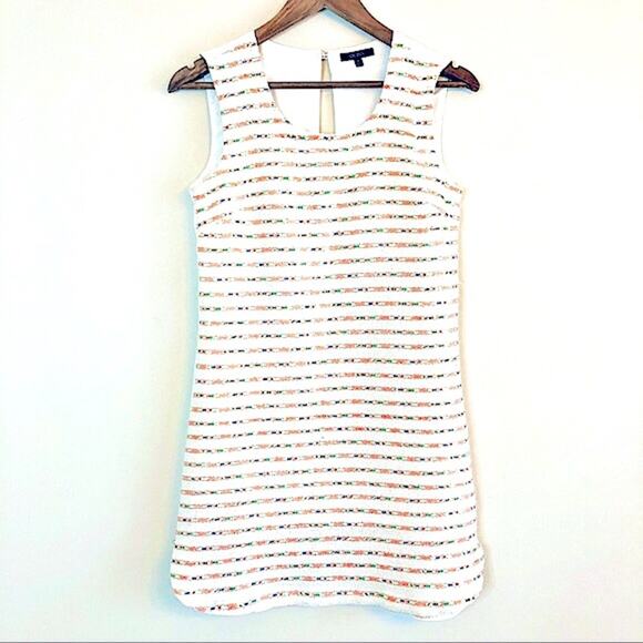 Francescas Quinn tweed striped shift dress cream Small EUC - Picture 1 of 14